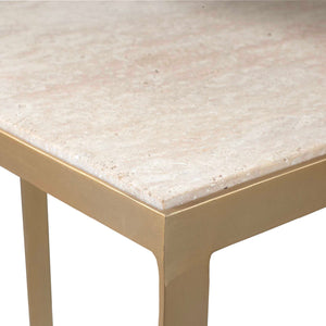   Gold Framed Travertine Nesting Table | Oroa.com