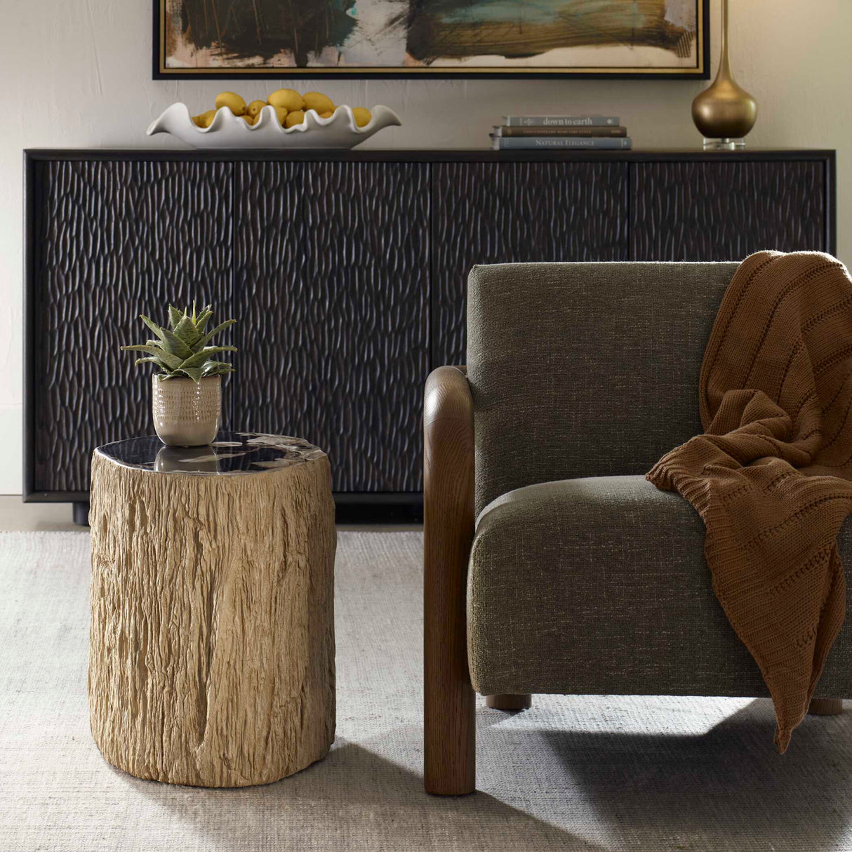   Petrified Wood Indoor/Outdoor Accent Table | Oroa.com