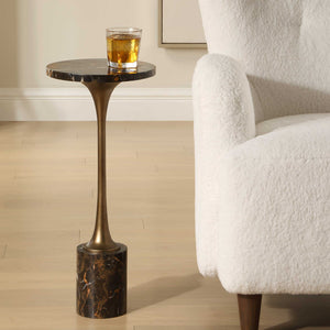   Black Marble Pedestal Drink Table | Oroa.com