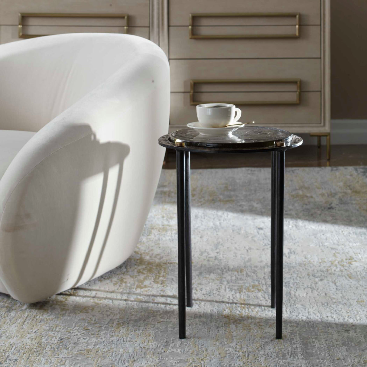   Textured Cast Glass Accent Table | Oroa.com