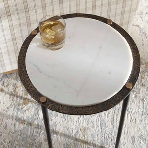   Gray Marble Accent Table | Oroa.com