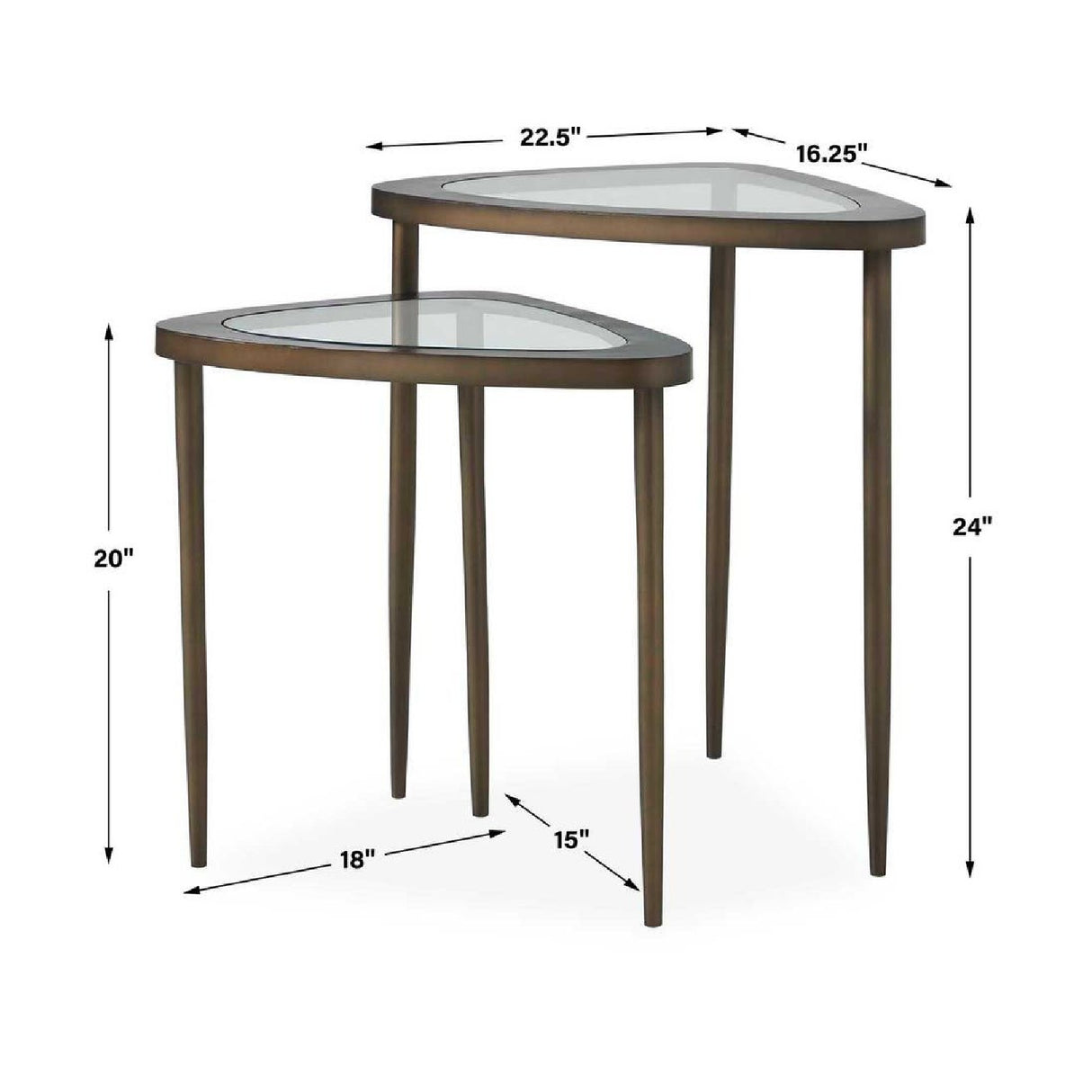   Triangular Glass Nesting Accent Tables (2) | Oroa.com