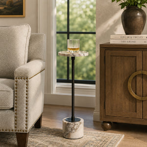   White Marble Round Drink Table | Oroa.com