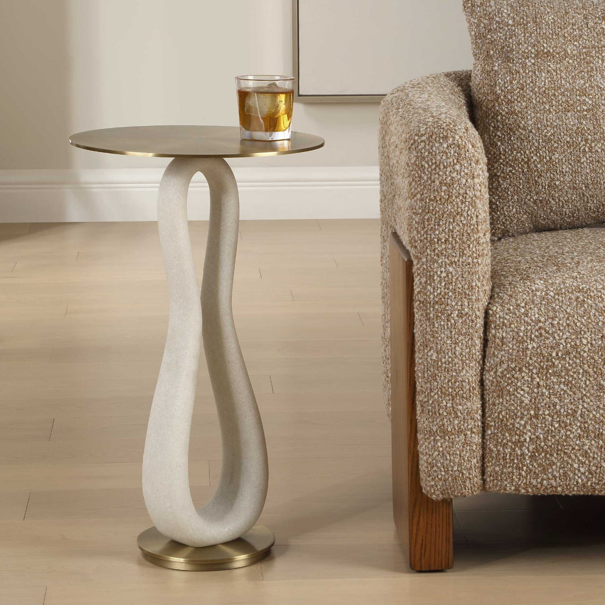   White Stone Hourglass Accent Table | Oroa.com