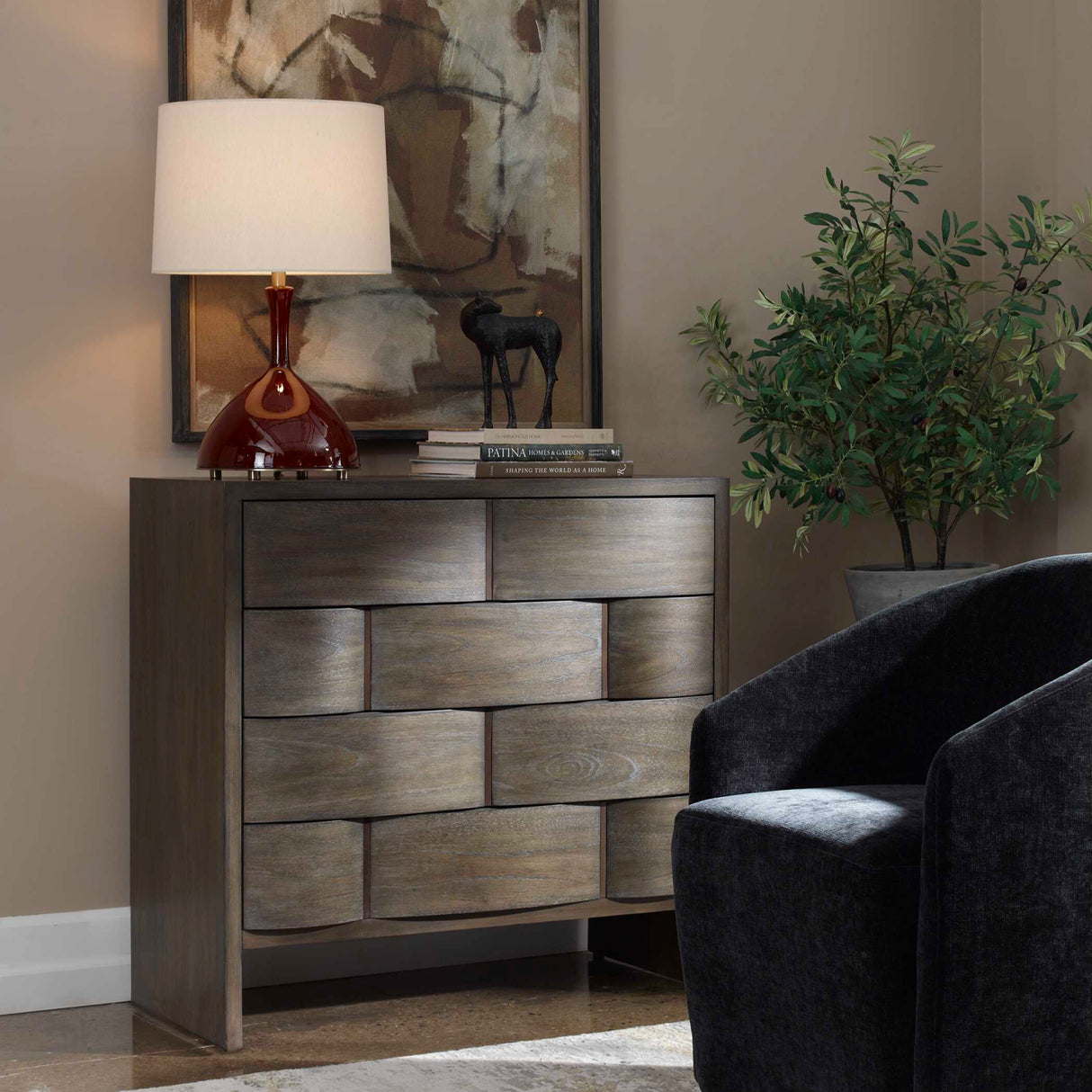   Brown Wooden 4-Drawer Chest | Oroa.com