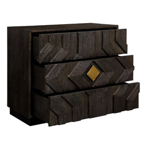   Black Oak Chevron 3-Drawer Chest | Oroa.com