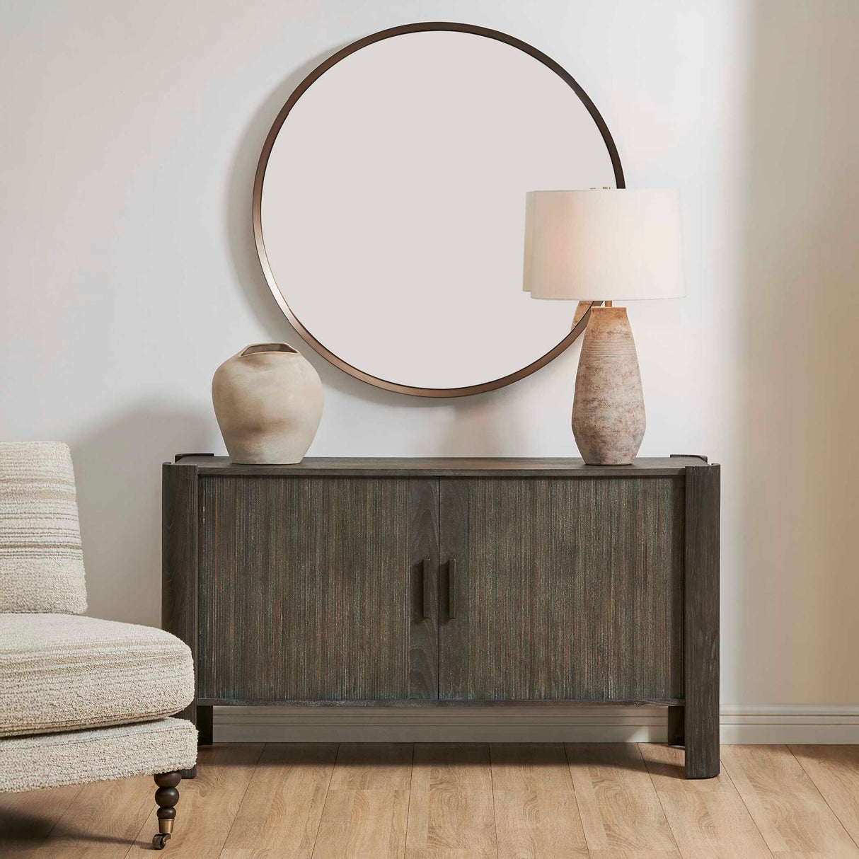   Gray Wooden Sliding Door Cabinet | Oroa.com