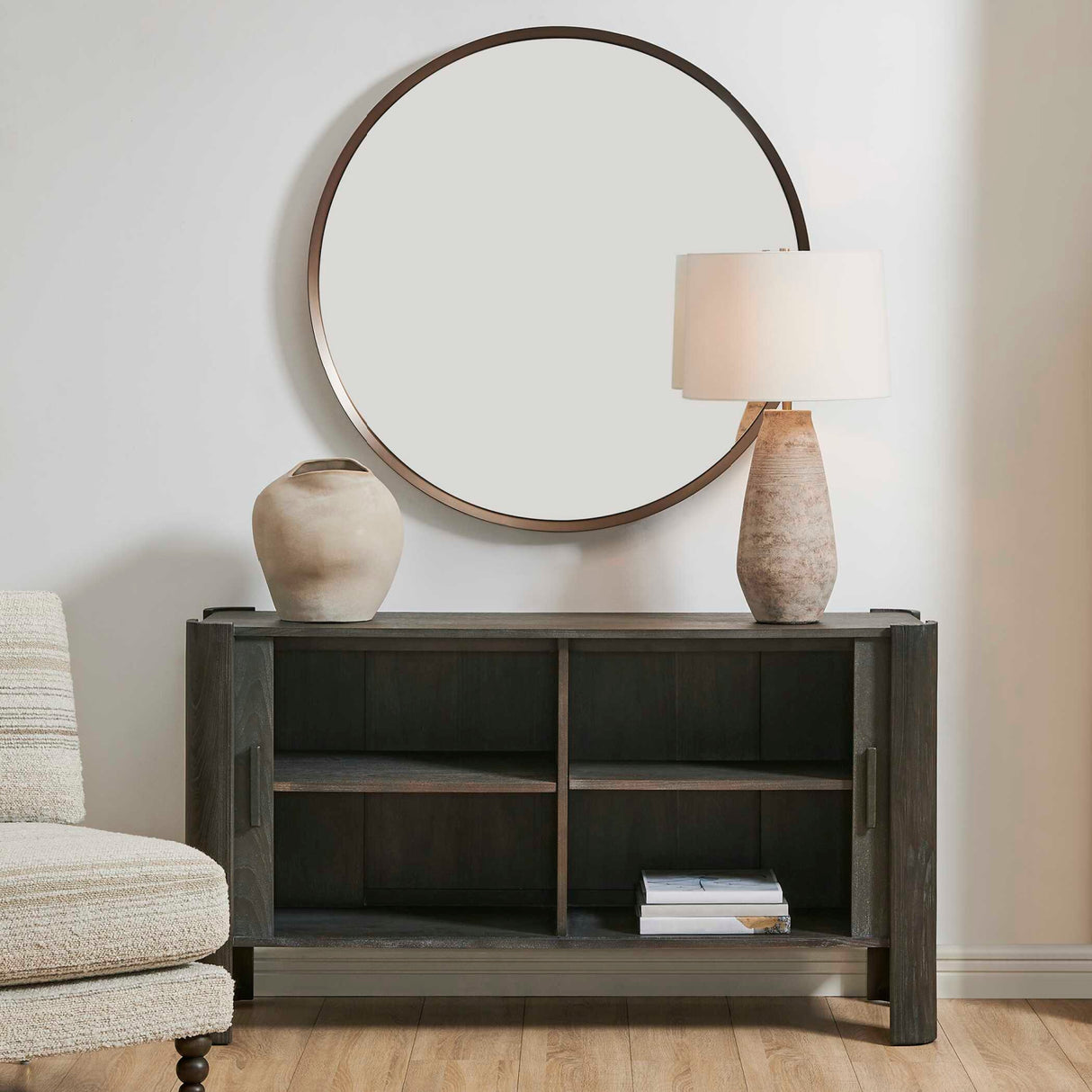   Gray Wooden Sliding Door Cabinet | Oroa.com