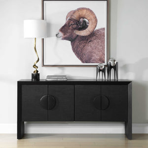   Black Grasscloth 4-Door Cabinet | Oroa.com