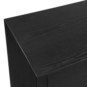   Black Grasscloth 4-Door Cabinet | Oroa.com