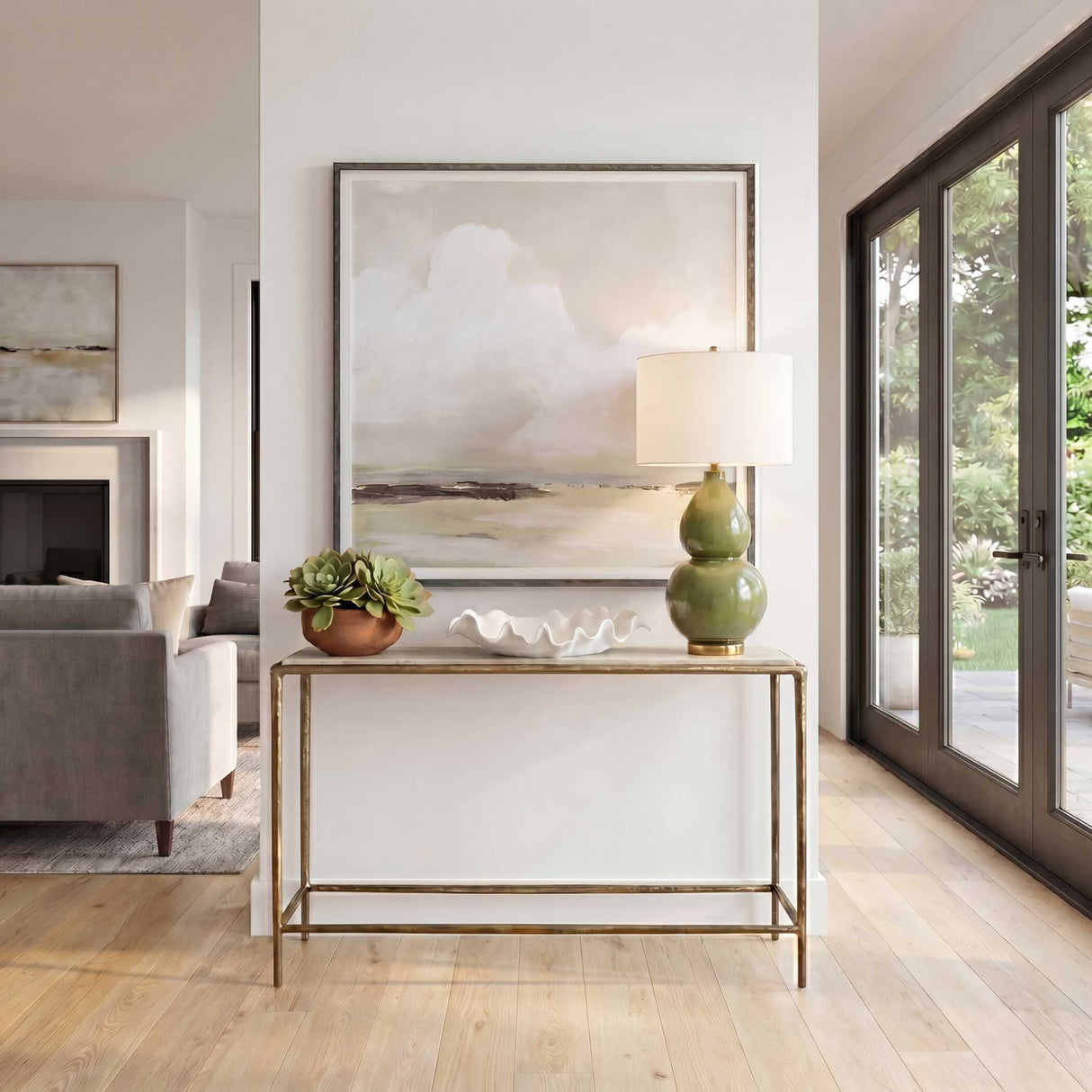   Brass Framed Marble Console Table | Oroa.com
