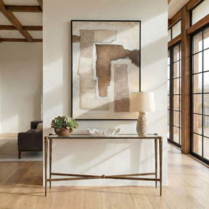  Antique Brass Framed Console Table | Oroa.com