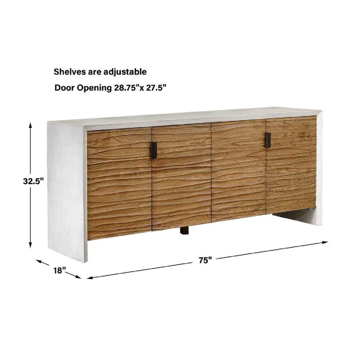   Carved Mindi Wood 4-Door Cabinet | Oroa.com