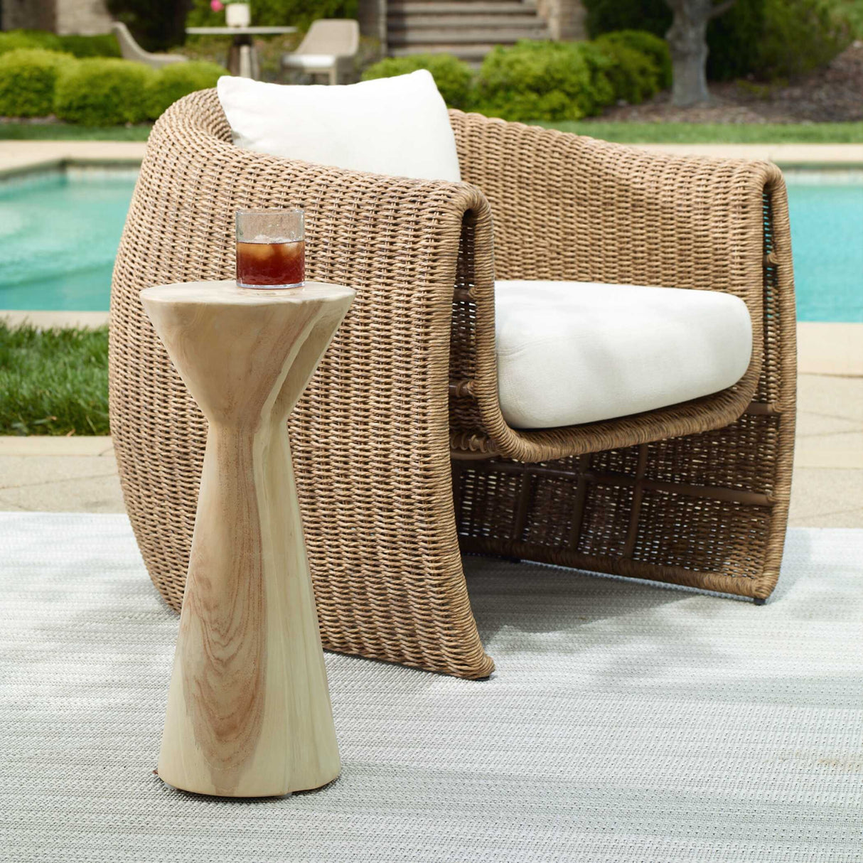   Hourglass Teak Indoor/Outdoor Drink Table | Oroa.com