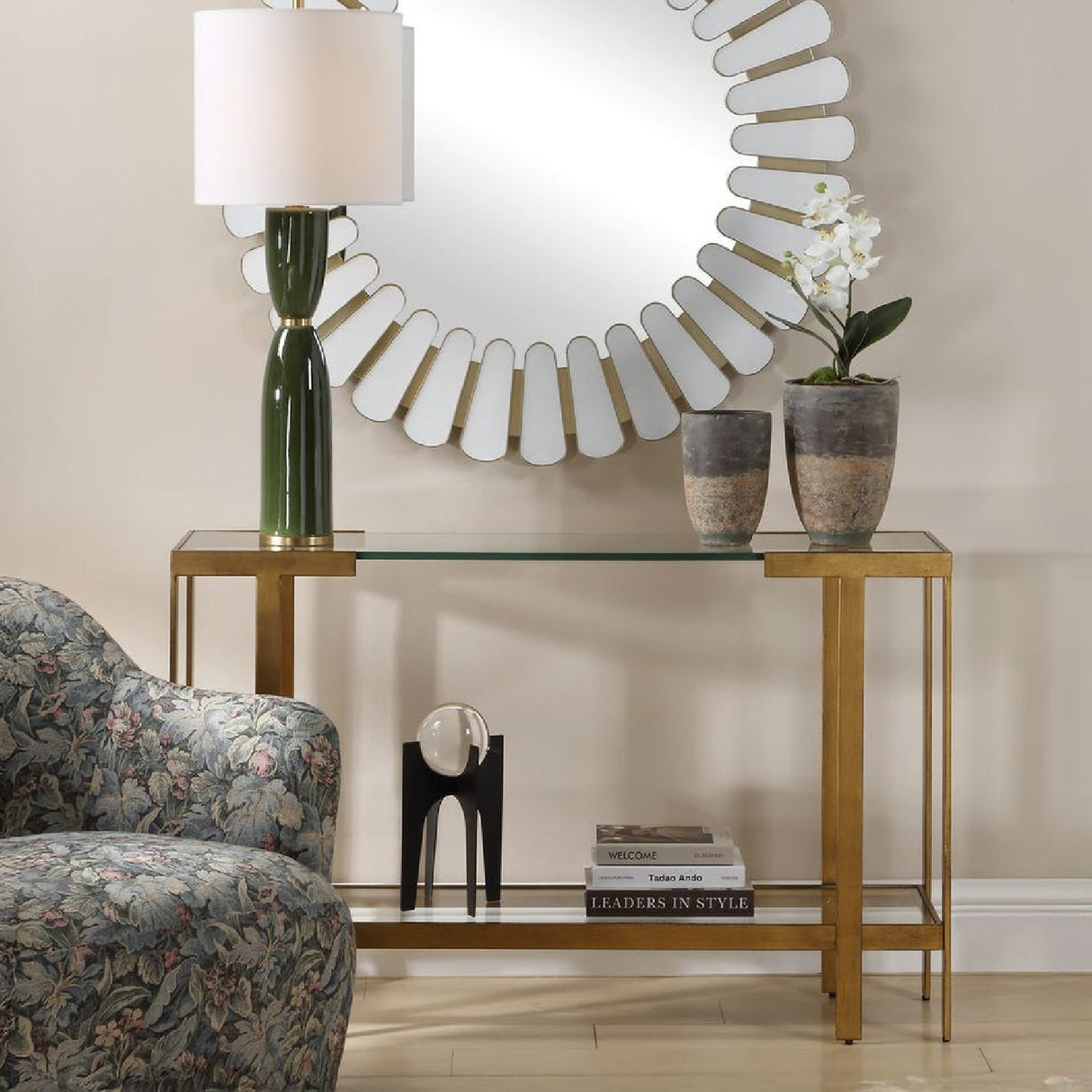   Gold Framed Glass Console Table | Oroa.com