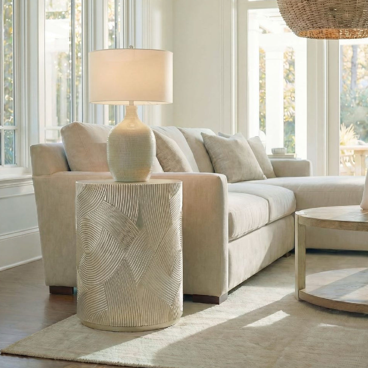   Gold Leaf Cylindrical Accent Table | Oroa.com