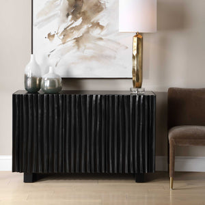   Black Carved Wooden 3-Door Cabinet | Oroa.com