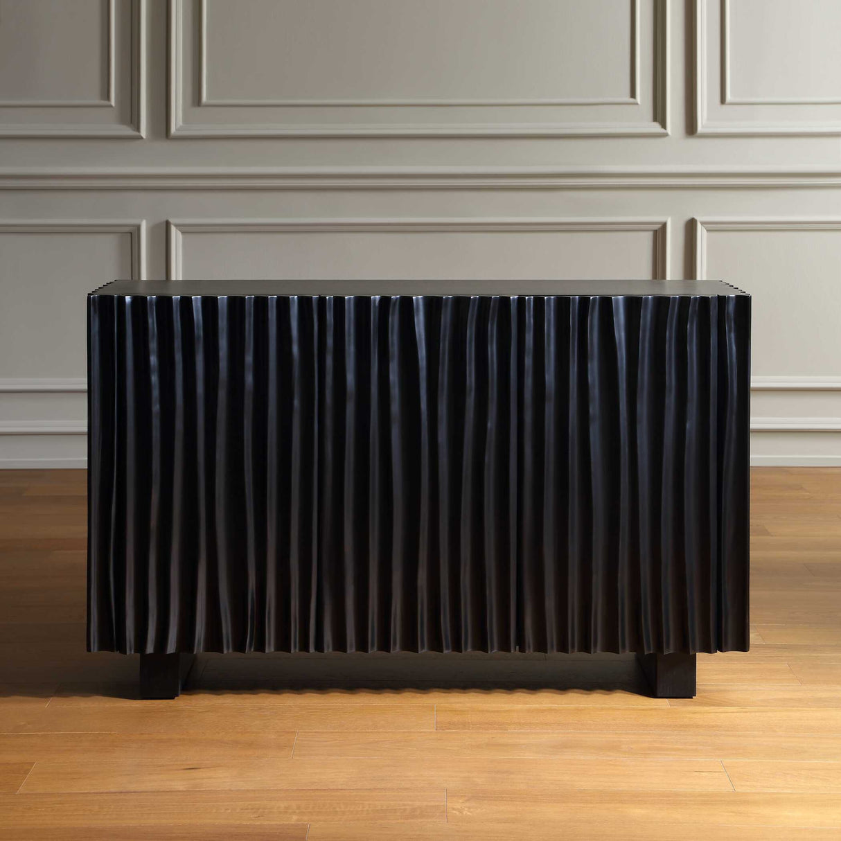   Black Carved Wooden 3-Door Cabinet | Oroa.com