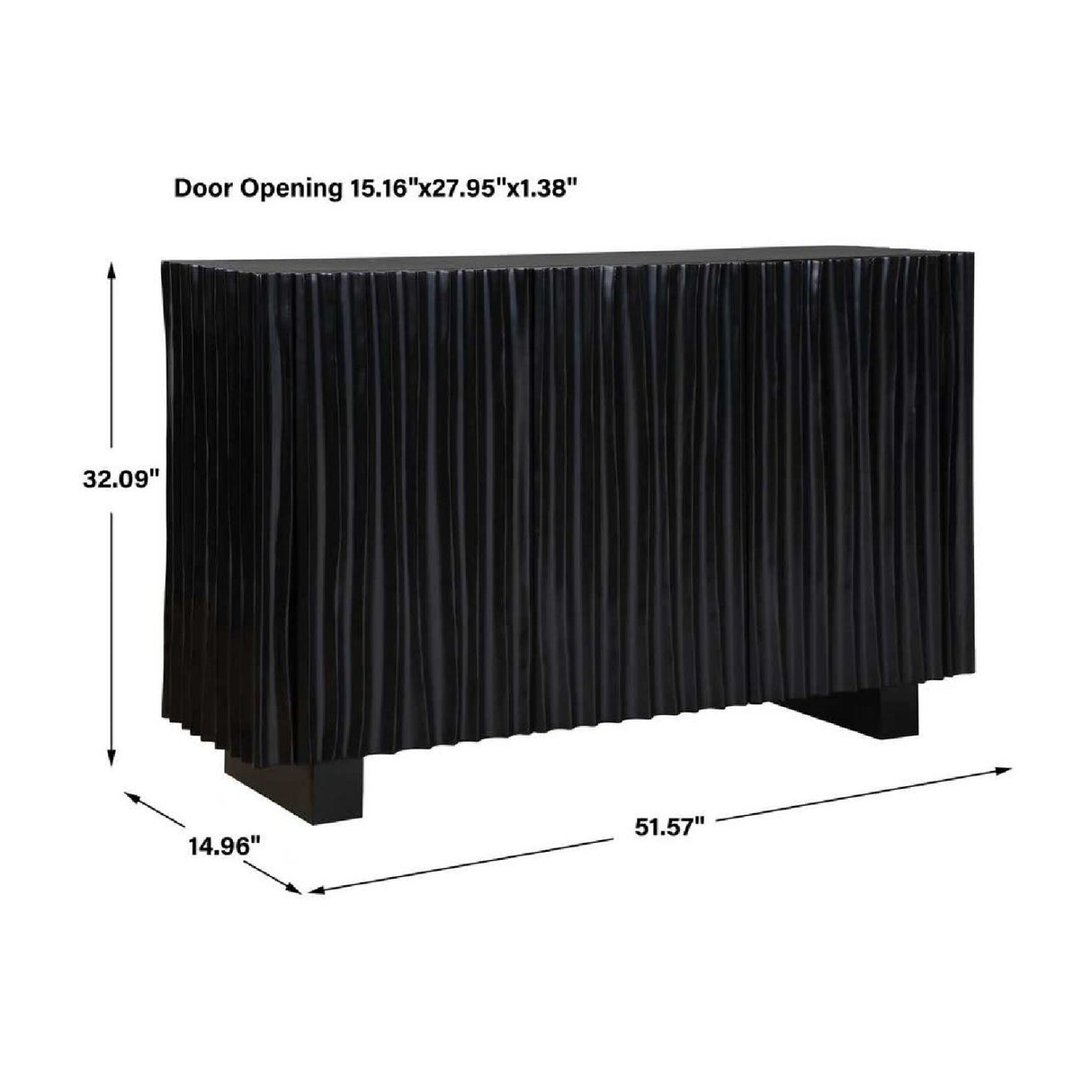   Black Carved Wooden 3-Door Cabinet | Oroa.com