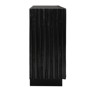  Black Carved Wooden 3-Door Cabinet | Oroa.com
