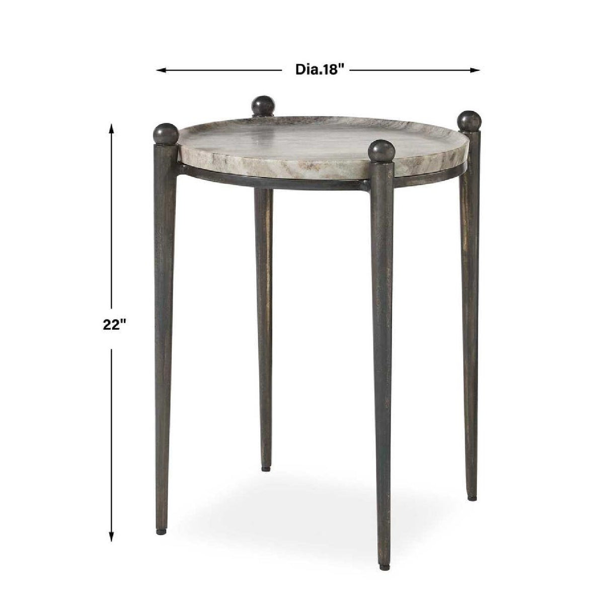   Bronze Framed Travertine Accent Table | Oroa.com