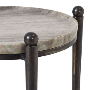   Bronze Framed Travertine Accent Table | Oroa.com