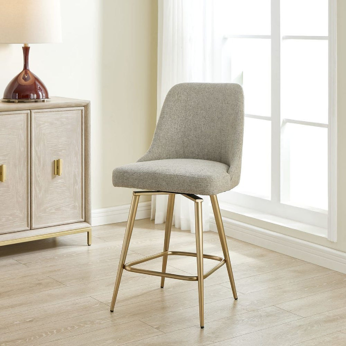   Taupe Fabric Counter Stool | Oroa.com