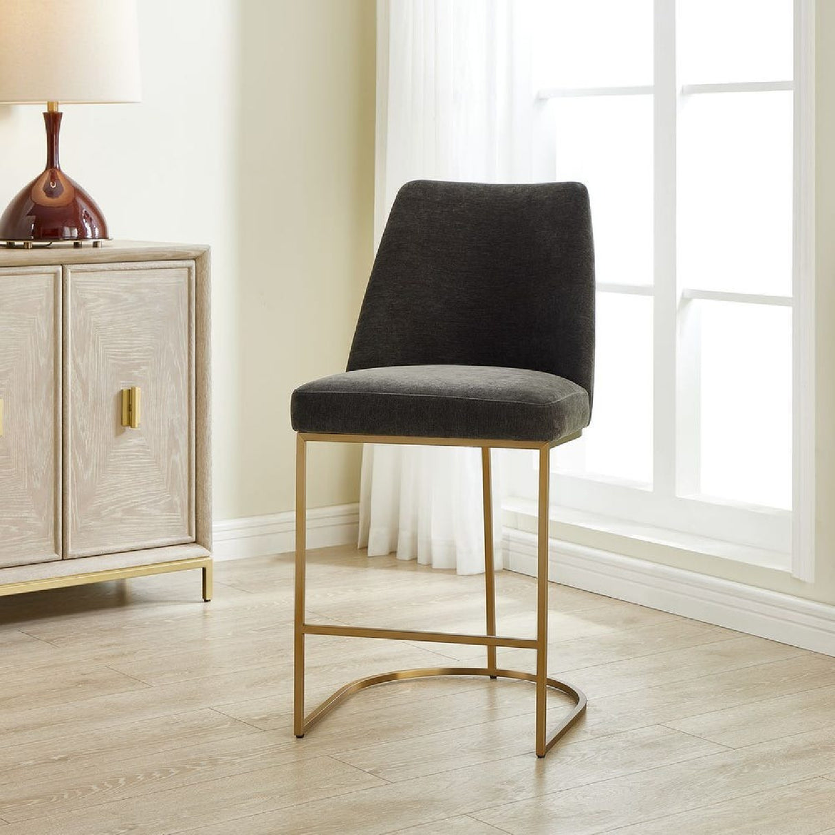   Gray Velvet Counter Stool | Oroa.com