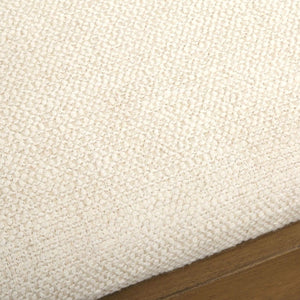   Wood Framed White Boucle Bench | Oroa.com