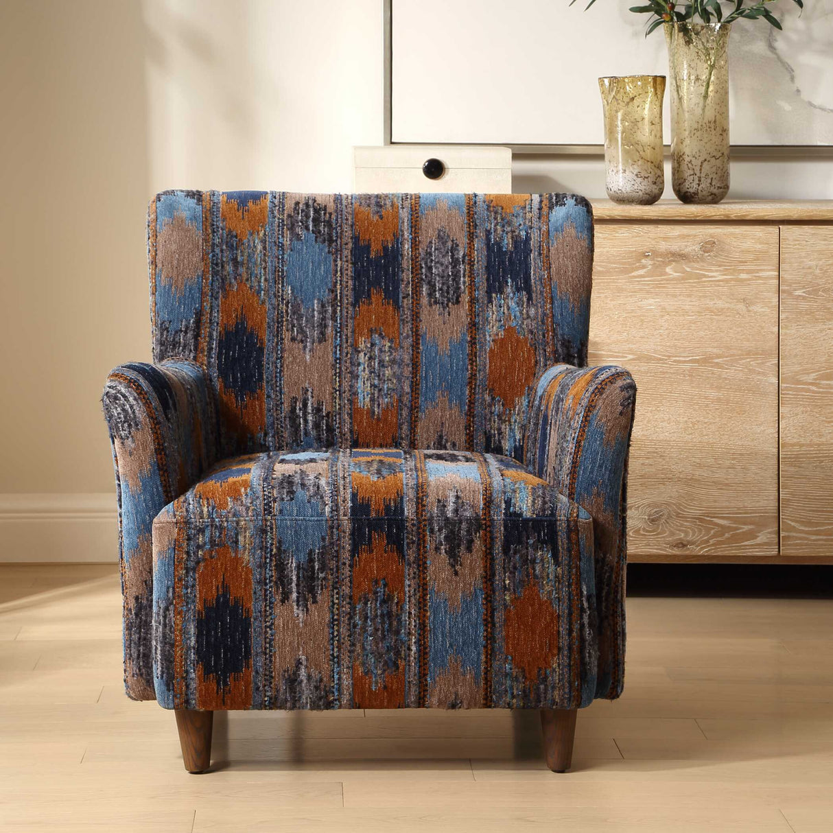   Ikat Print Chenille Lounge Chair | Oroa.com