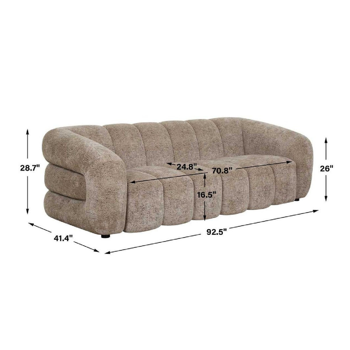   Beige Chenille Channeled Sofa | Oroa.com