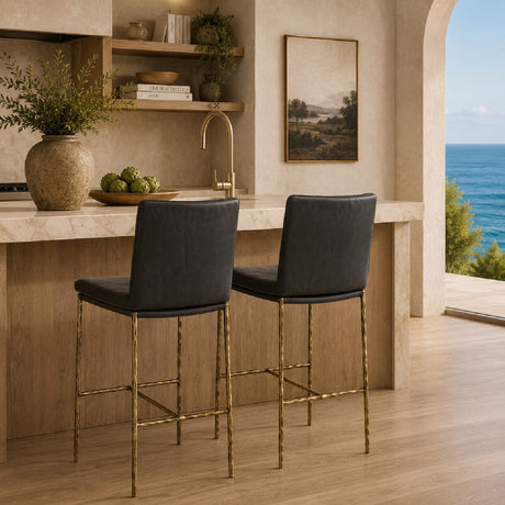  Gray Leather Counter Stool | Oroa.com