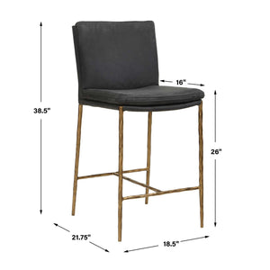   Gray Leather Counter Stool | Oroa.com