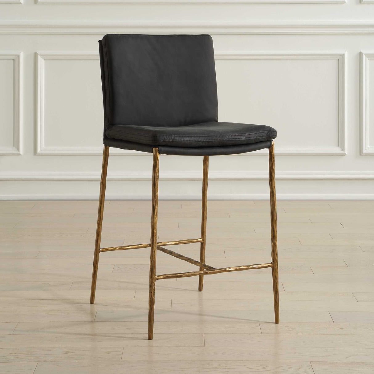   Gray Leather Counter Stool | Oroa.com