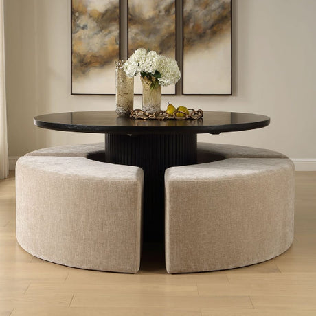   Beige Velvet Curved Bench | Oroa.com