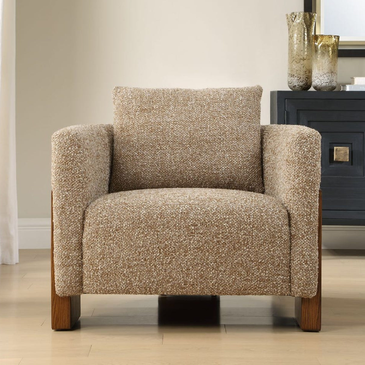   Cream Boucle 3-Legged Accent Chair | Oroa.com