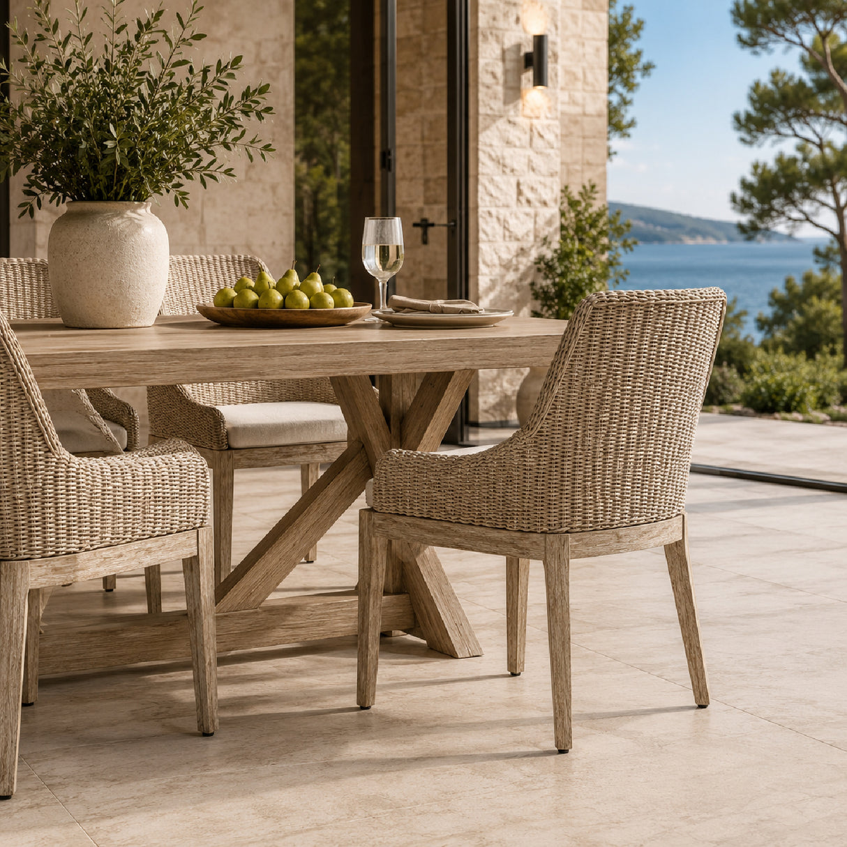  Beige Wicker Outdoor Dining Chair | Oroa.com
