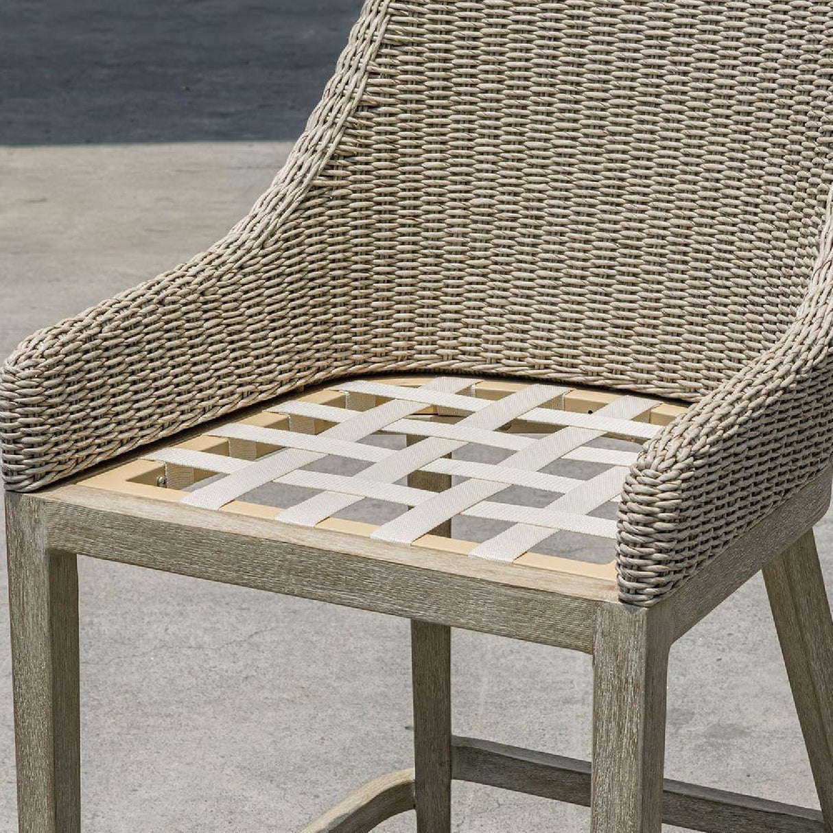   Beige Wicker Outdoor Counter Stool | Oroa.com