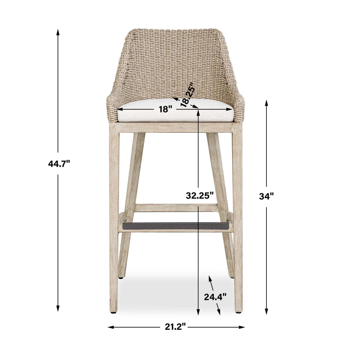   Cream Wicker Outdoor Bar Stool | Oroa.com
