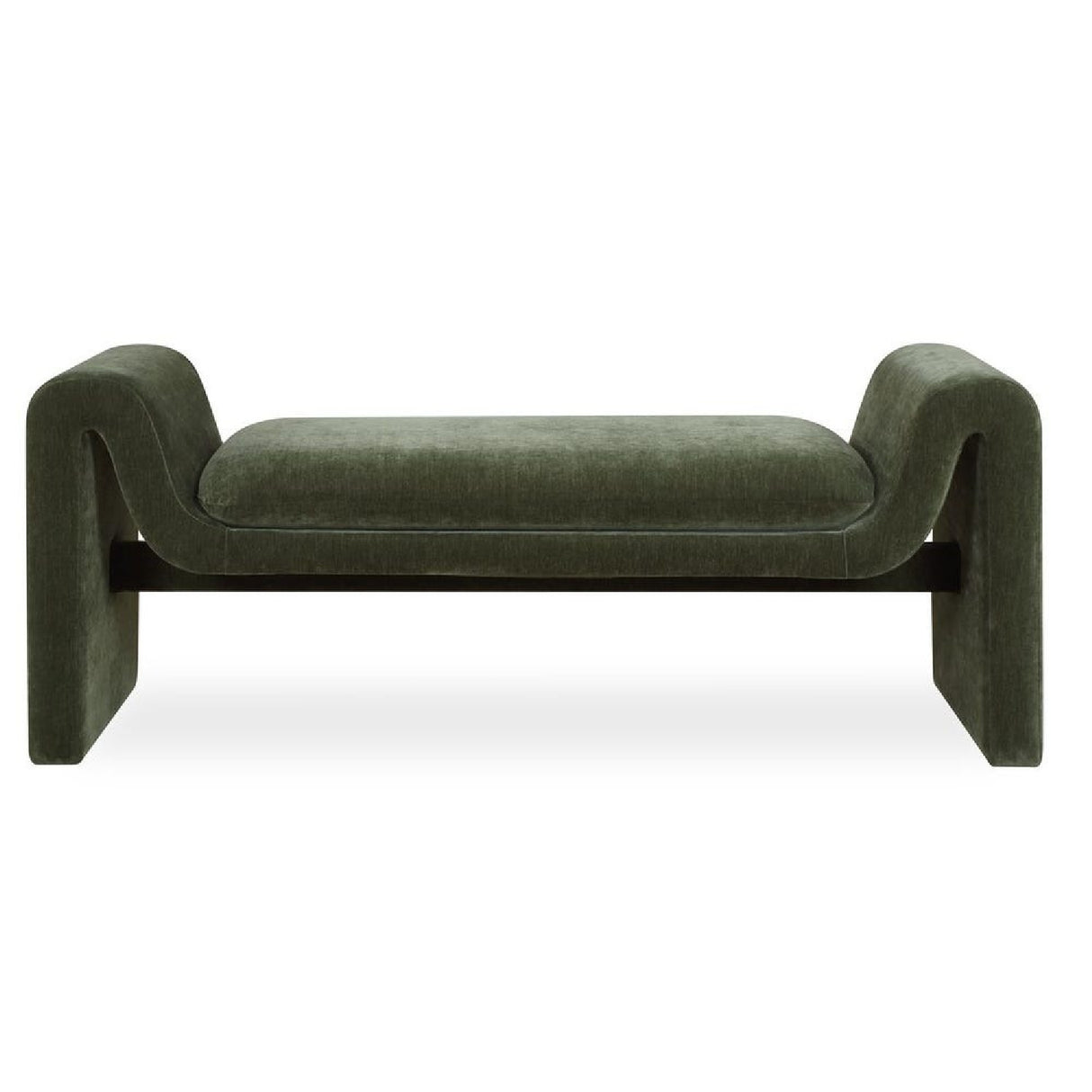   Green Velvet Curved Bench | Oroa.com