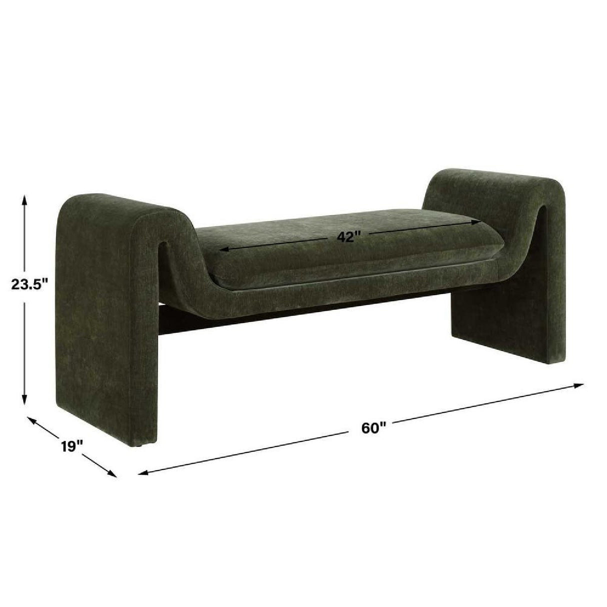  Green Velvet Curved Bench | Oroa.com