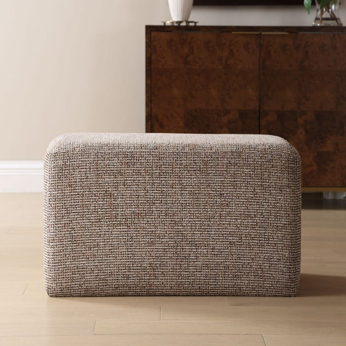  Cream Woven Rectangular Ottoman | Oroa.com