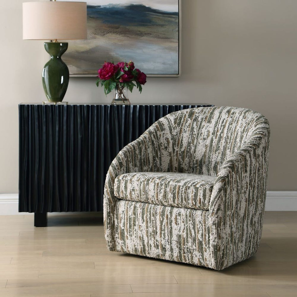   Slubbed Boucle Swivel Chair | Oroa.com
