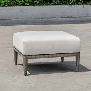   White Cushioned Outdoor Ottoman | Oroa.com