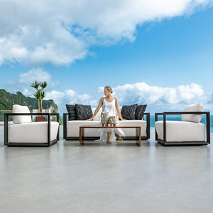   Modern European furniture - White Cushioned 3-Seater Outdoor Sofa - www.oroa.com | Oroa.com