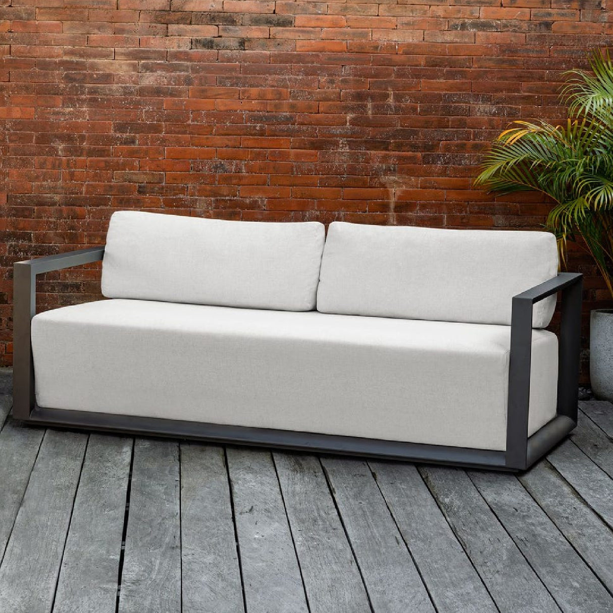   Modern European furniture - White Cushioned 3-Seater Outdoor Sofa - www.oroa.com | Oroa.com