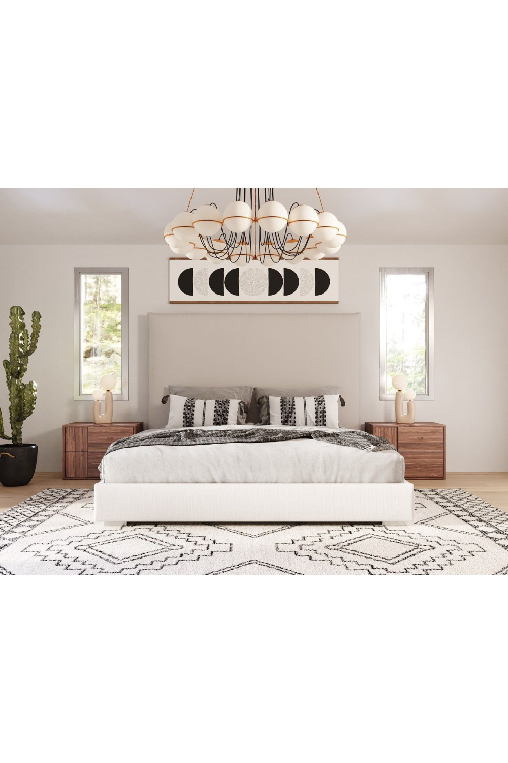 Beige High-Headboard Queen Bed | OROA Modern Nova | Oroa.com
