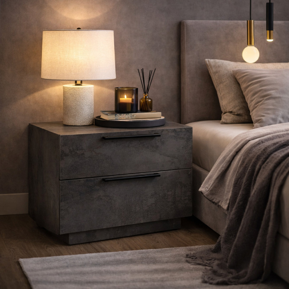   Volcano Oxide 2-Drawer Nightstand | Oroa.com