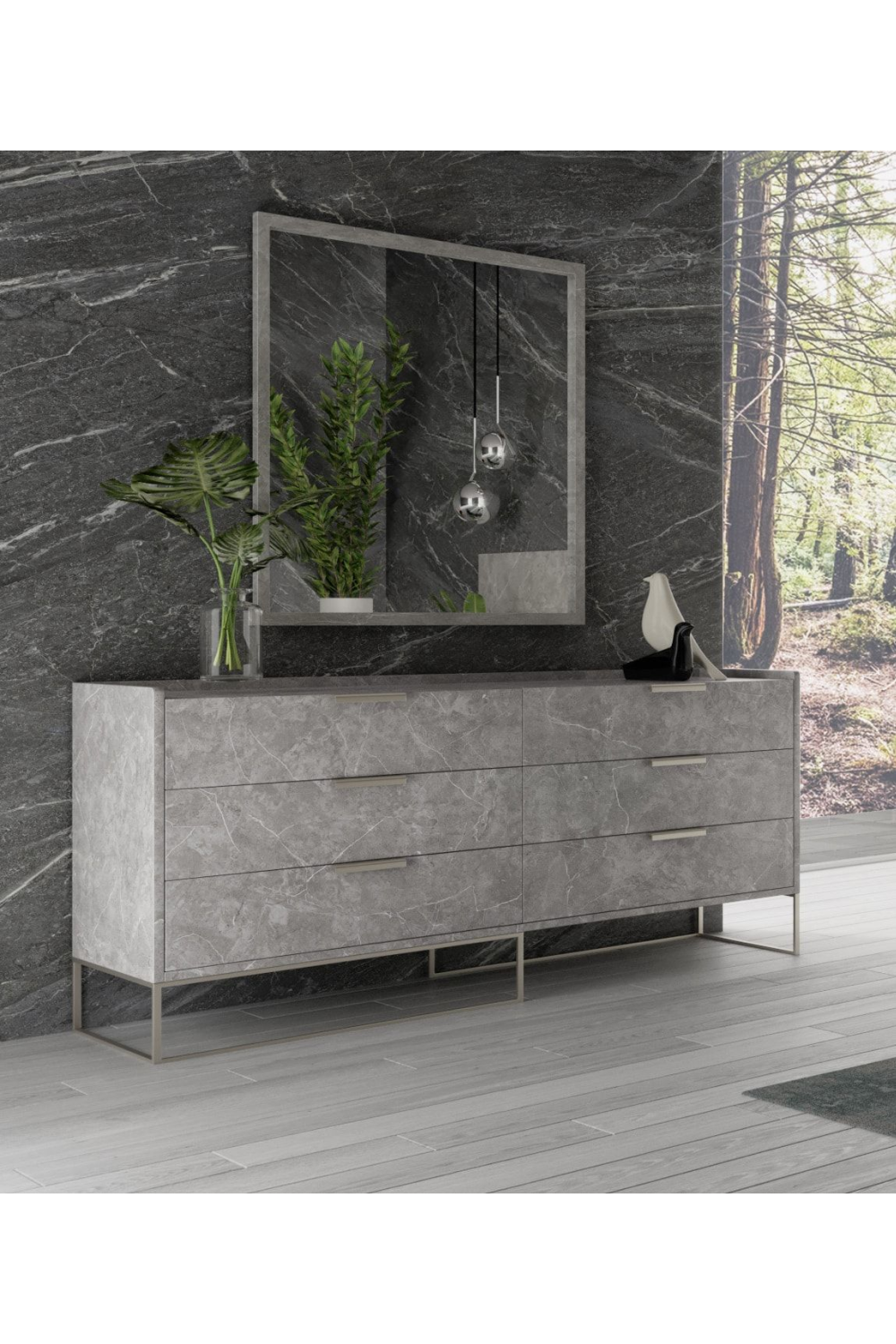 Gray Marble 6-Drawer Dresser | OROA Modern Marbella | Oroa.com