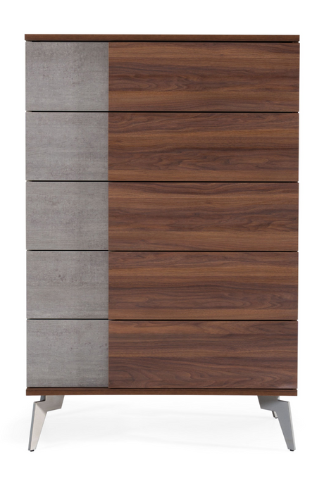 Concrete and Walnut 5-Drawer Chest | OROA Modern Palermo | Oroa.com